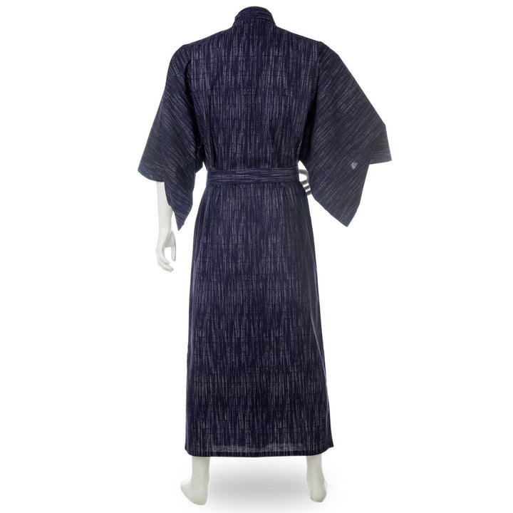 Długie granatowe kimono w stylu kasuri