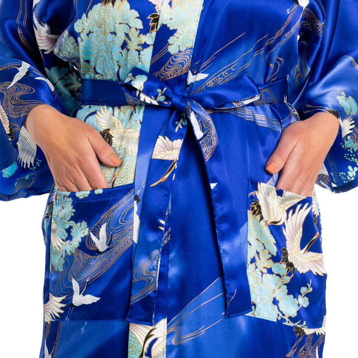 Crane Short Silk Kimono