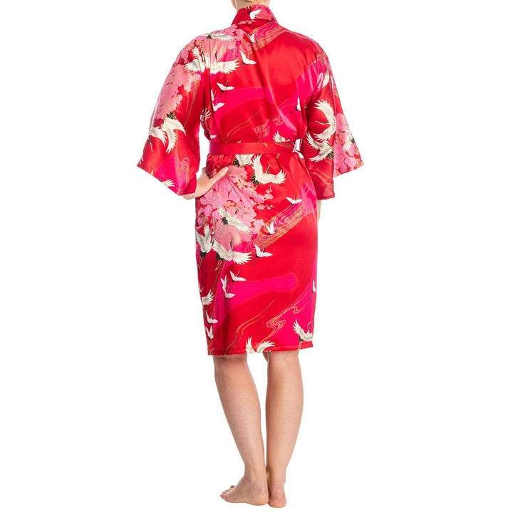Crane Short Silk Kimono